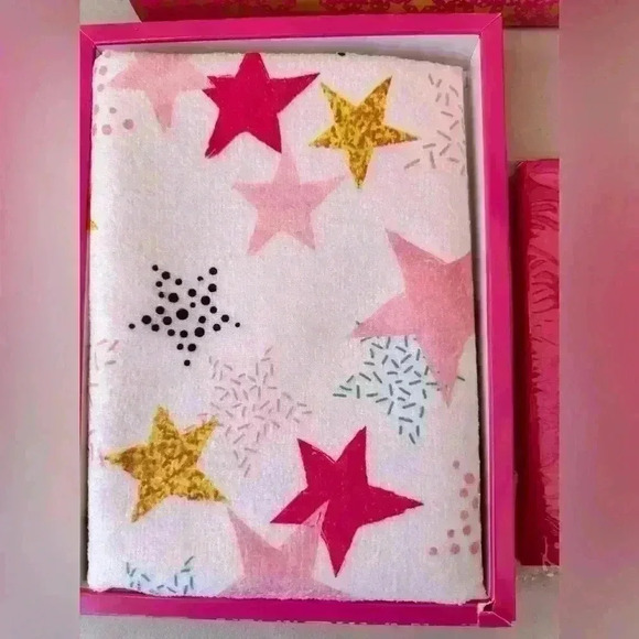 Satin Hot Pink Pillowcase & Star Print Microfiber Hair Towel Arcadia Beauty NEW - Picture 2 of 8
